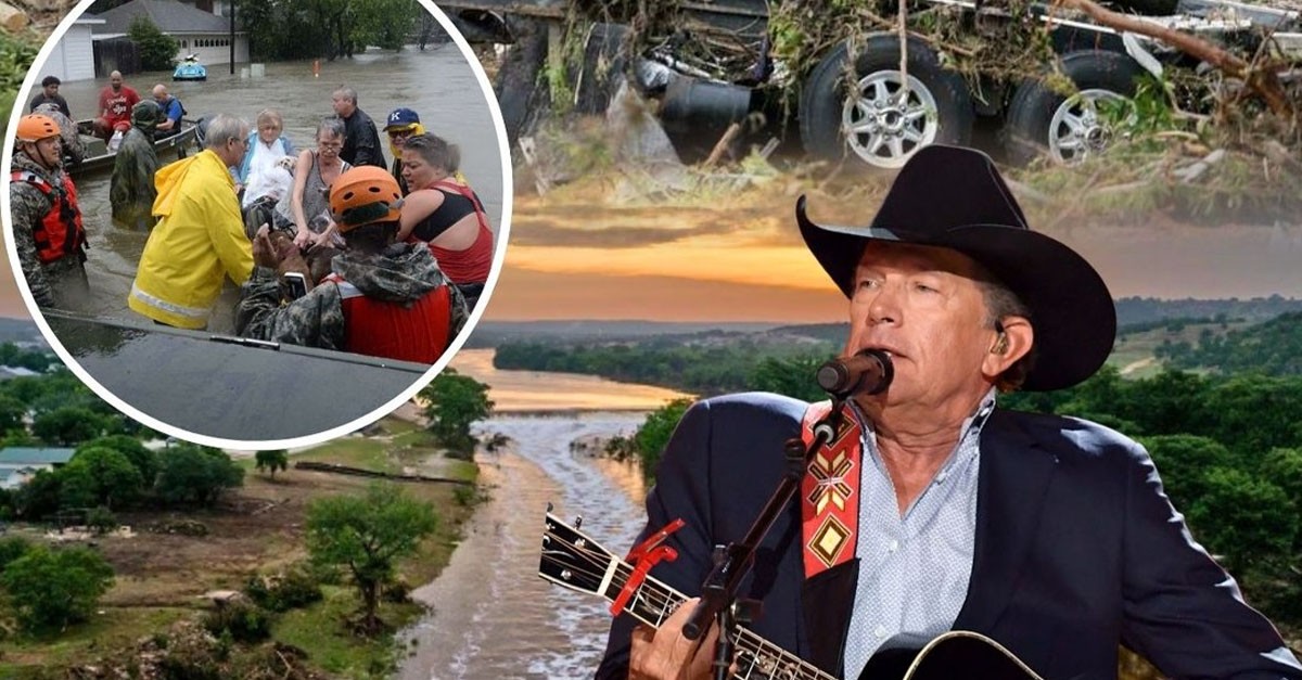 His jams still remain when everything else is kaput: George Strait’s tunes become an oasis in the flood